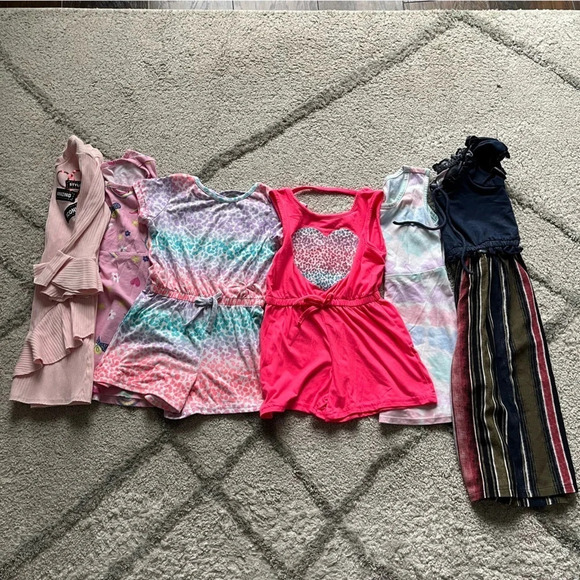 Girls summer bundle rompers limited too neon summer dress jumpsuit 4 - Picture 1 of 12